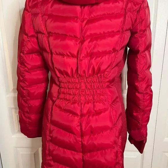 Michael Kors Down Water Fowl Feathers Chevron Quilted Puffer Hooded Parka Coat